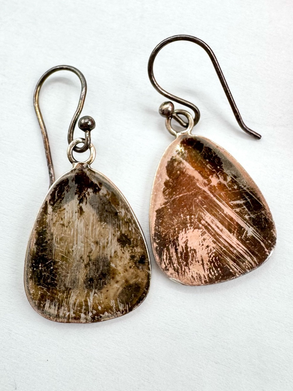 Vintage 925 Sterling Silver Teardrop Earrings With Patina Tarnish Acid Tested
